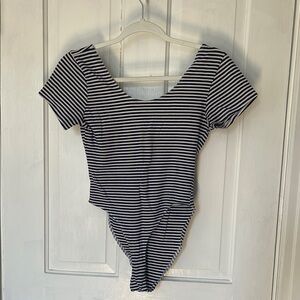 Striped Navy Blue and White Bodysuit